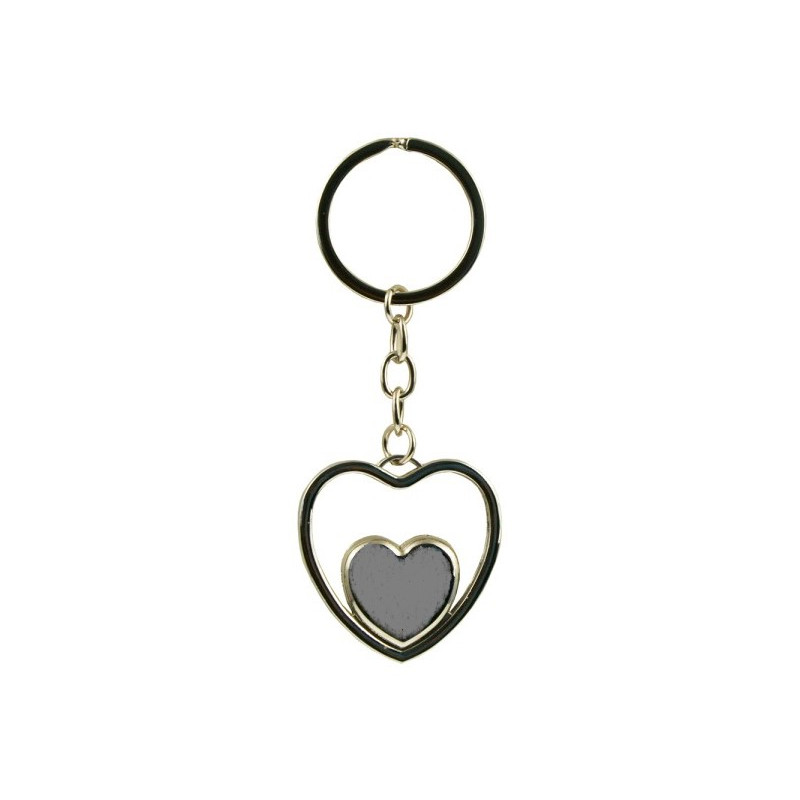 Heart in Heart Chrome Keyring