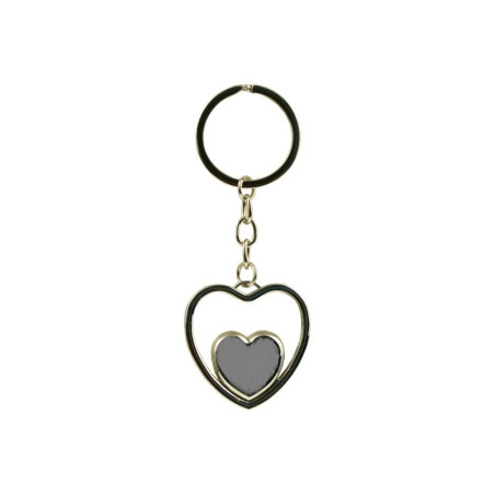 Heart in Heart Chrome Keyring